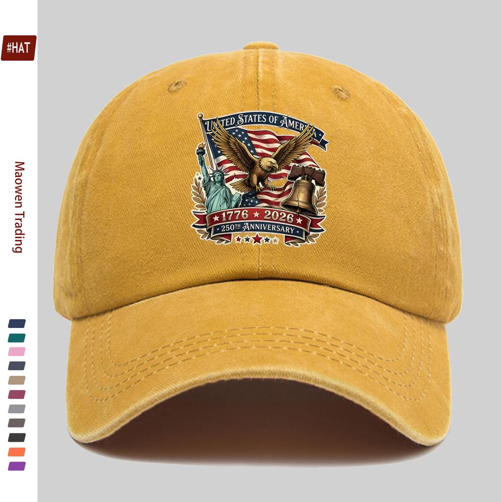Pc American Th Anniversary Baseball Cap MenS and WomenS USA Flag and Statue of Liberty Print Adjustable Strap Vint