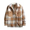 Men's Striped Plaid Casual Loose Button Lapel Long Sleeve Hooded Cardigan Shirt Jacket