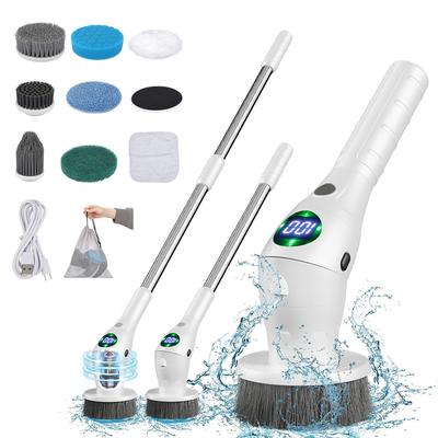 8 în 1 perie electrică multifuncțională albă, perie de curățare rotativă wireless pentru uz casnic, perie de curățare pentru baie și bucătărie, gadget de curățare