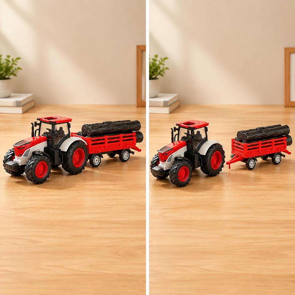 Farm Tractor Transport Toy with Enclosed Cab Diecast Alloy Agricultural Detachable