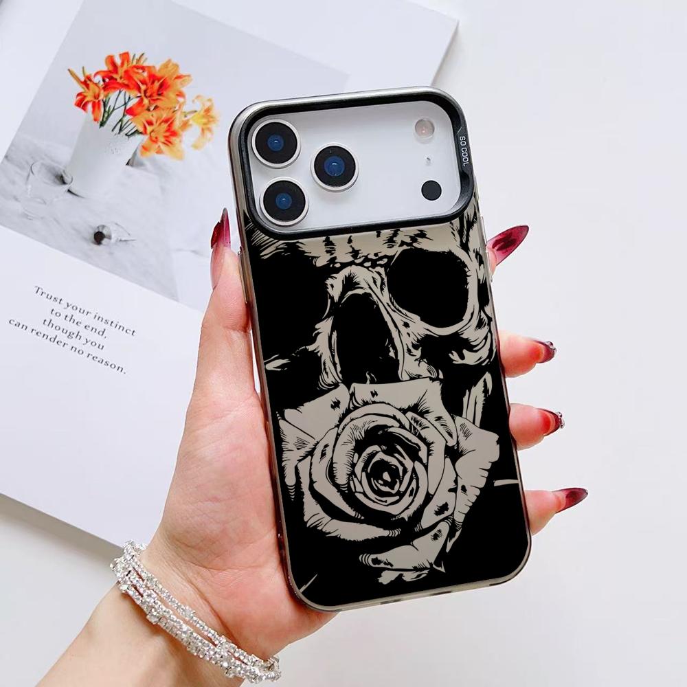 Cool Skull Phone Case For iPhone 17 16 15 14 13 12 11 Pro Max Air Matte Laser Aurora Shockproof Funda