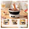 1.2L Electric Folded Cooking Pot Portable Multi-cooker Stainless Steel Portable-Split 500W Multifunctional Rice Heater with Bowl