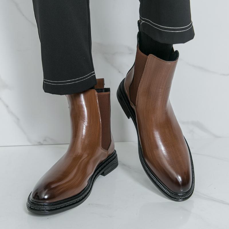 Autumn Winter Warm New Designer Leather Boots for Men Solid Color Fashion Casual Chelsea Boots Male Big Size Platform Shoes Man