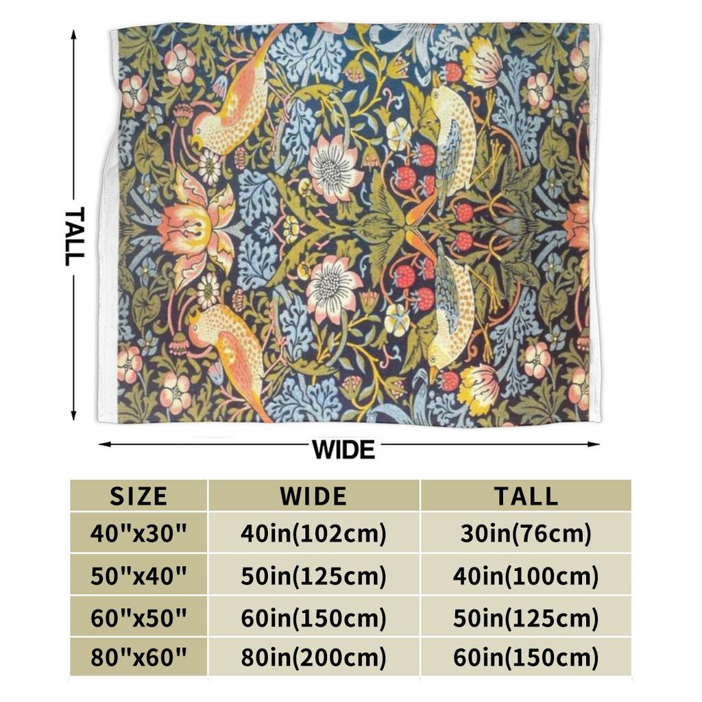 William Morris Strawberry Thief Design 1883 Personalized Soft Gift An UltraSoft Micro Fleece Blanket