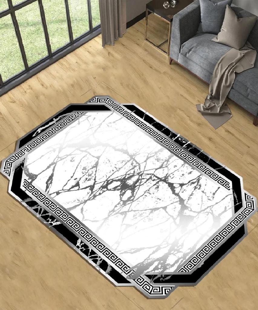 EPeddler Home Modern Gold Silver Marble Pattern Digital Printing Washable Non-Slip Leather Base New Generation Kitchen, Living Room and Bedroom Carpet