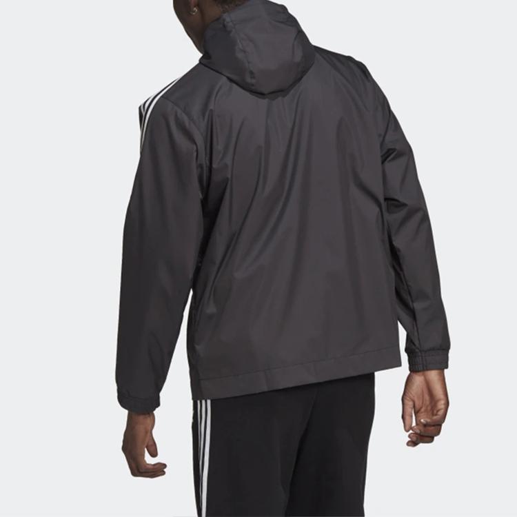 Adidas 3D Windbreaker Embroidered Logo Training Jacket With Hood Men Outerwear Black GN3551