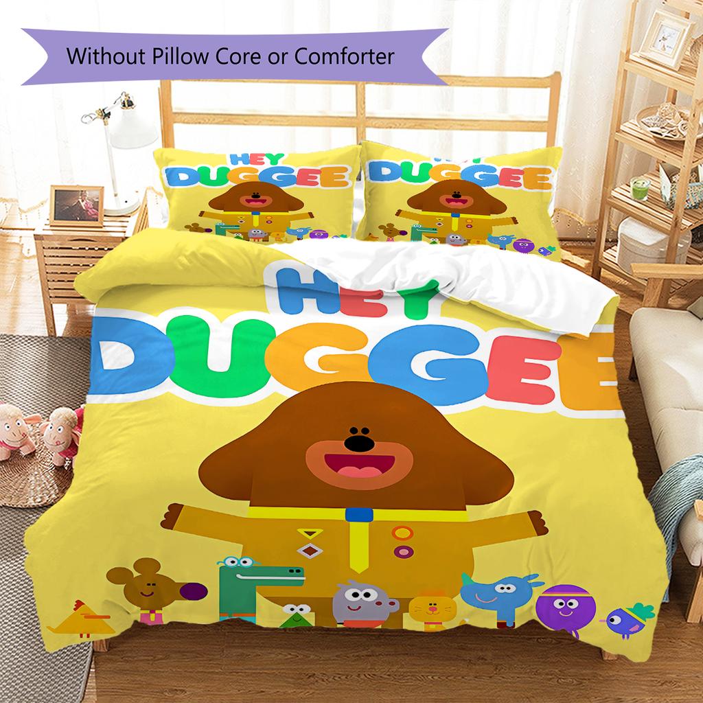 Biancheria da letto con motivo Hey Duggee, Set piumone Copripiumino Federa Regalo di compleanno per la casa (1 * copripiumino + 2 * federa, senza nucleo)