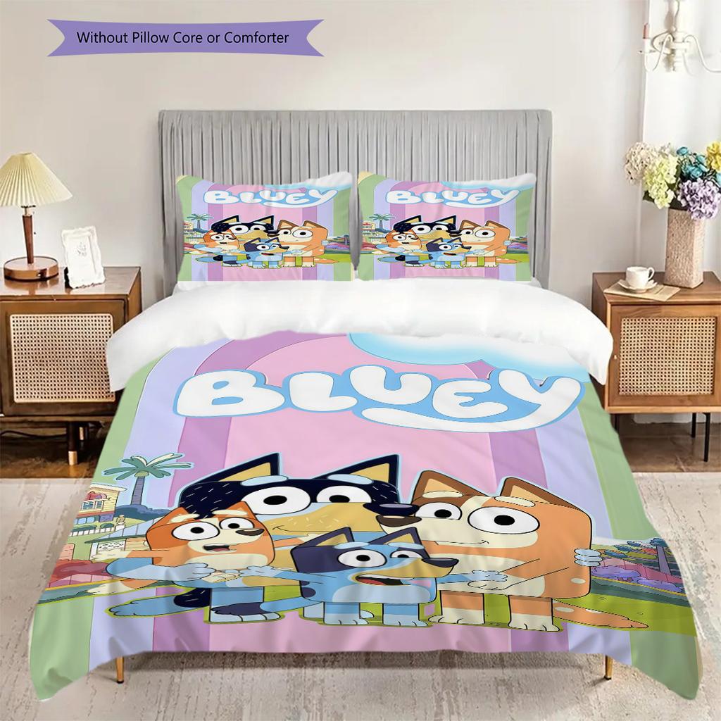 Bluey Friends Adventure Threepiece Set 1 Duvet Cover 2 Pillowcase Without Core Duvet Cover And Pillowcase Soft And Comfortable