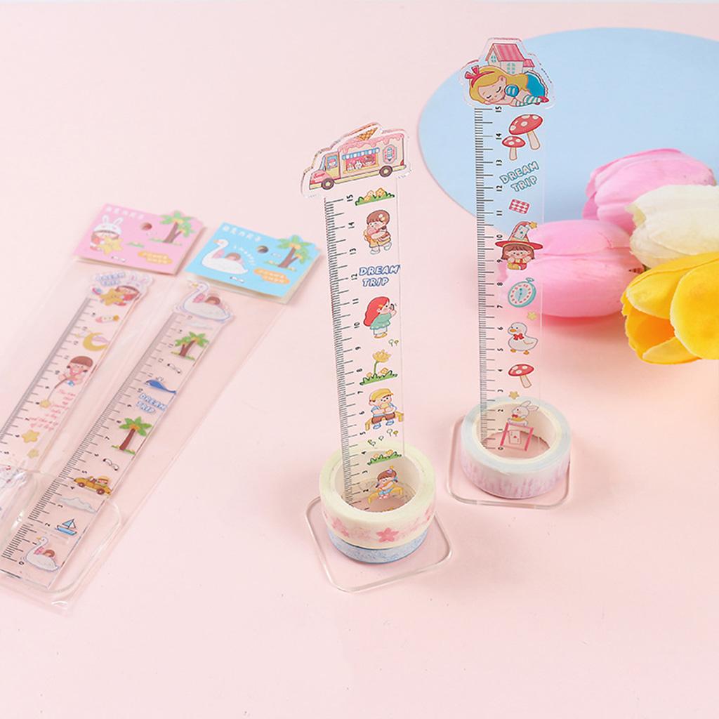 Plastic Carton Ruler Straight Ruler Math Rulers Measuring Acrylic Tool School Student Present 4 Pieces 15cm