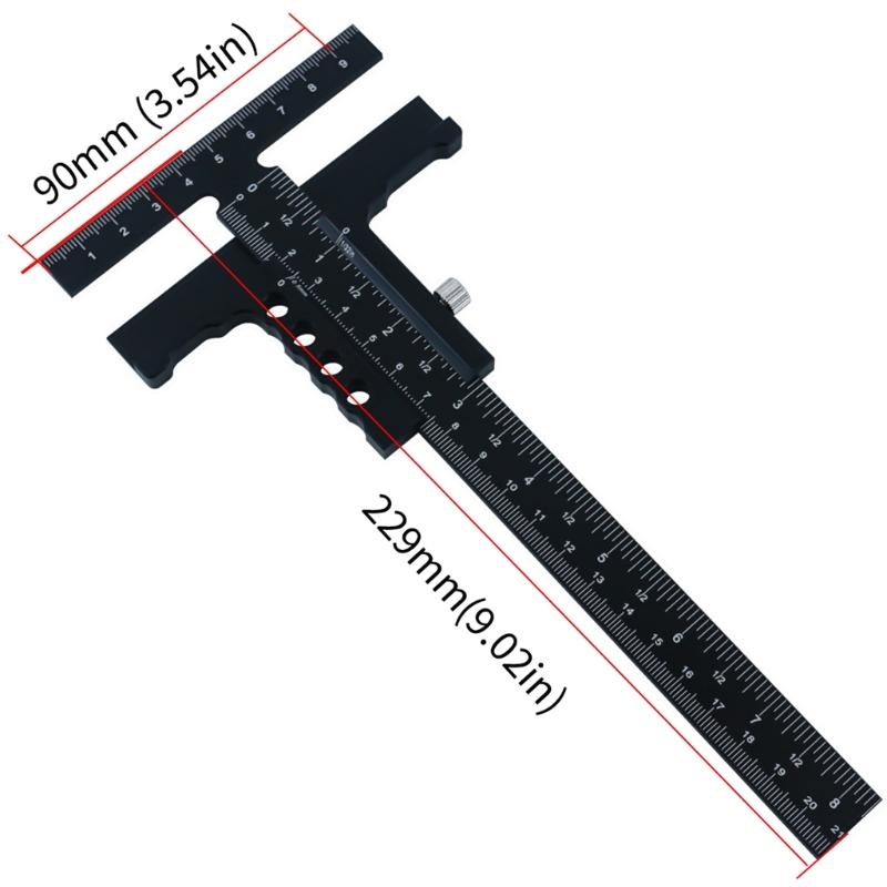 Woodworking T Ruler Carpentry Scriber Marking Measuring Gauge Multifunctional Measurement Tool Aluminum Scribing Ruler