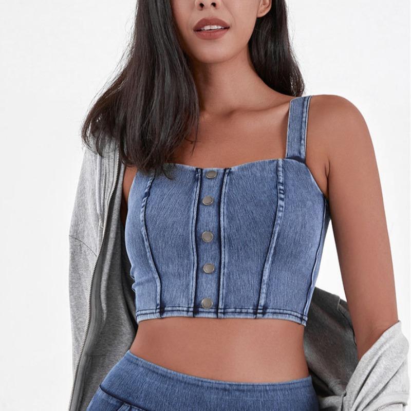 Spring and Summer Women's New High Elastic U-shaped with Chest Pad Suspenders Sports Leisure Fitness Yoga Vest