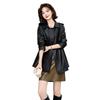 Veste Manteau Mi-long Petit en Cuir PU Rétro Mode Automne 2024 pour Femme