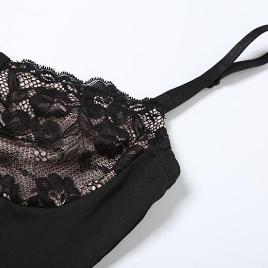 Women's Cami Lace Bodycon Maxi Dress Spaghetti Strap Sleeveless Split Long Dress