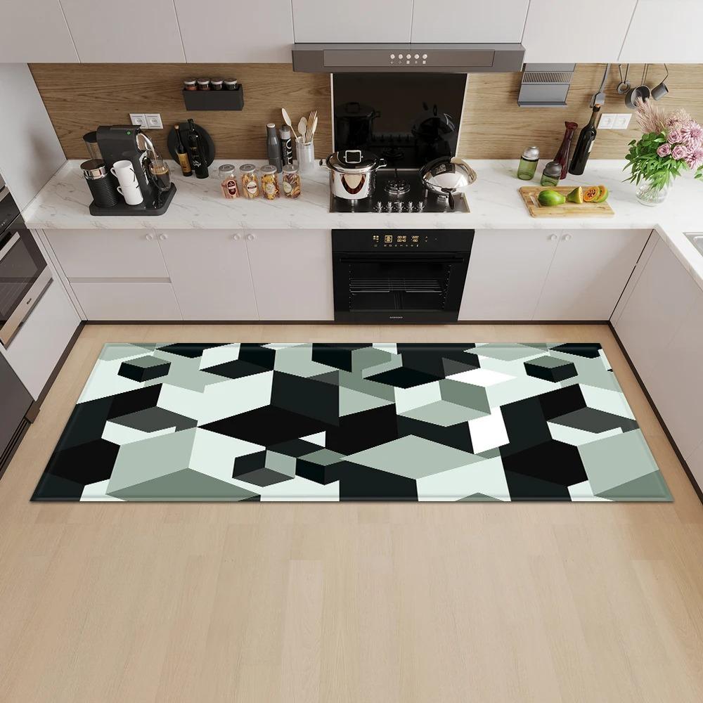 Geometric Square Pattern Home Kitchen Floor Mat Door Front Decoration Floor Mat