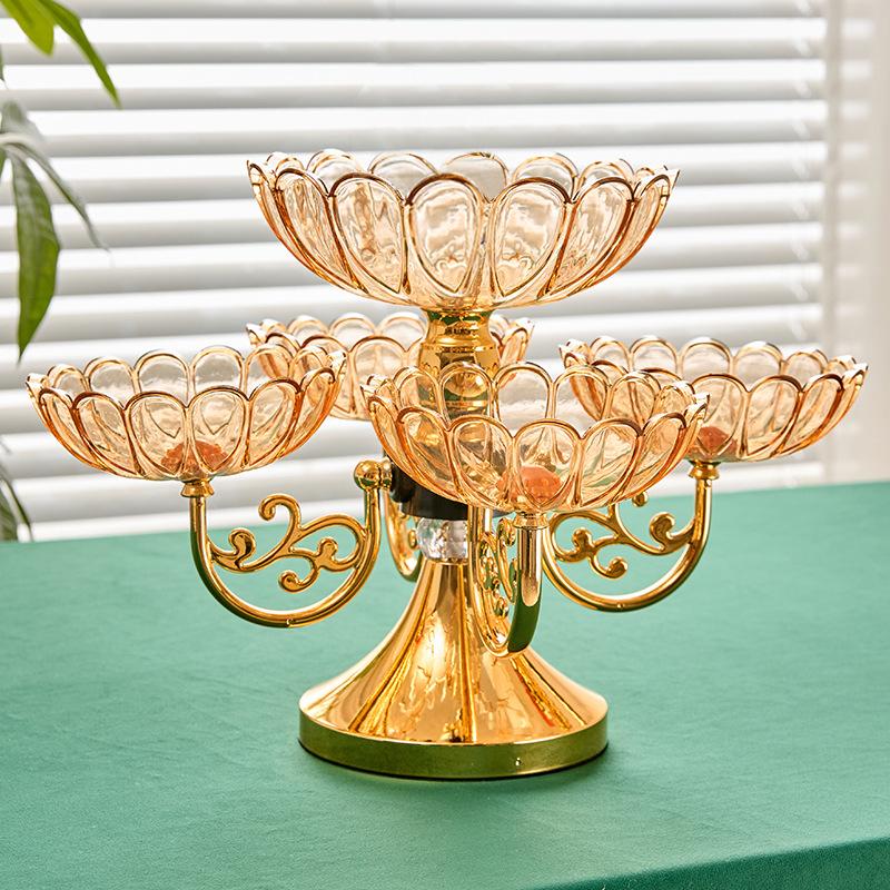 Multi Layered Rotating Crystal Fruit Basket Tray Organizer Stand Lotus Leaf Festival Dinner Party 1Pc