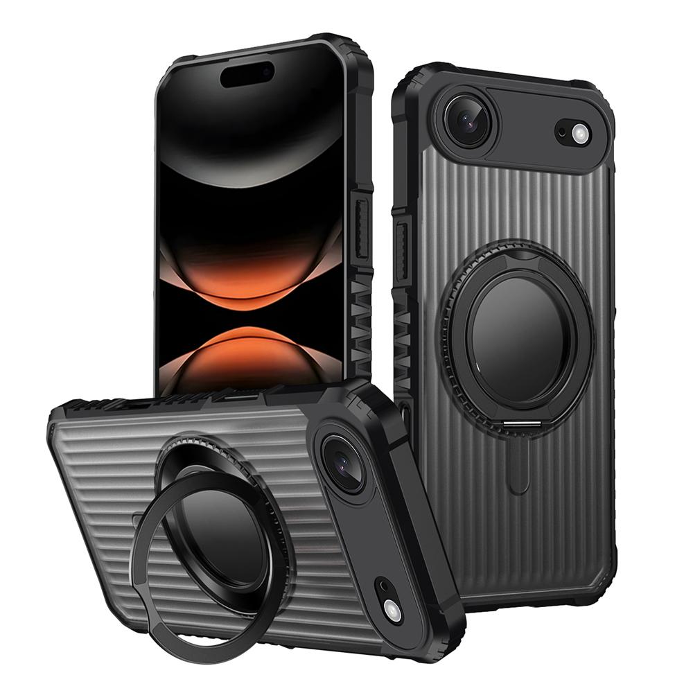 KEYSION Étui avec support anneau rotatif à 360° pour MagSafe pour iPhone 17 Pro Max 17 Air Mat Transparent Magnétique Antichoc Housse de téléphone