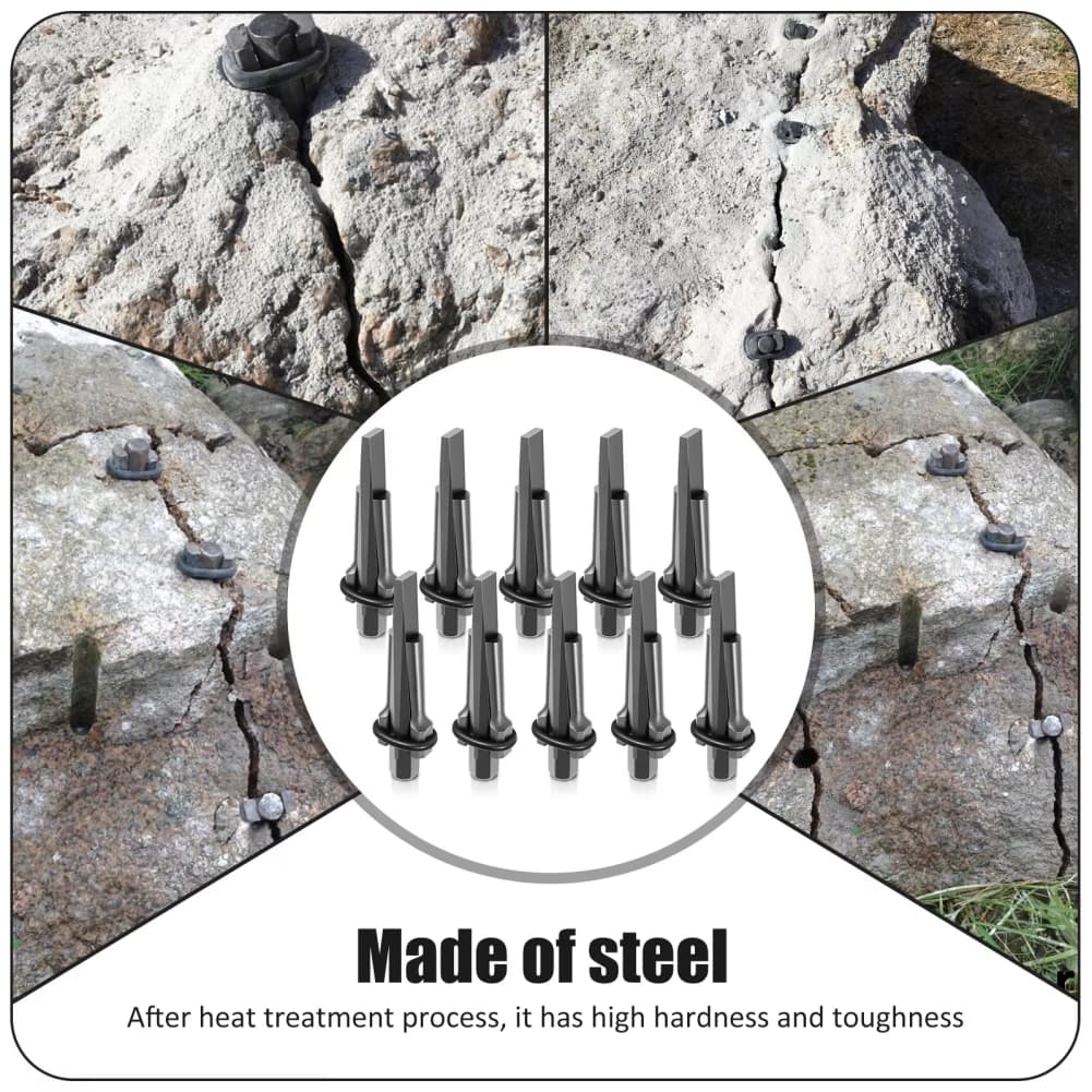 5 Pack Stone Splitter Wedges with Spacers Heavy Duty 16mm Rock Splitting Tools for Concrete and Heavy Stone Projects