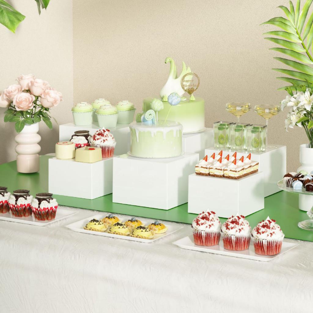 7 szt. Akrylowy Sześcian Pudełko Ekspozycyjne Podwyższenie Podwyższenie Bufetowe na Kolekcję Jedzenia Podwyższenie na Desery i Jedzenie na Stół Bufetowy na Catering Deser