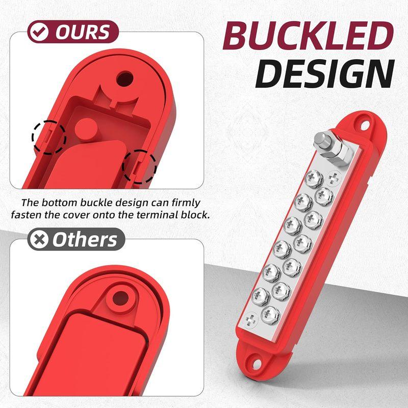 Power Distribution Block 12V 150A 1/4" Stud Marine Bus Bar 12 Volt DC Battery Busbar for Boat Automotive Solar Wiring