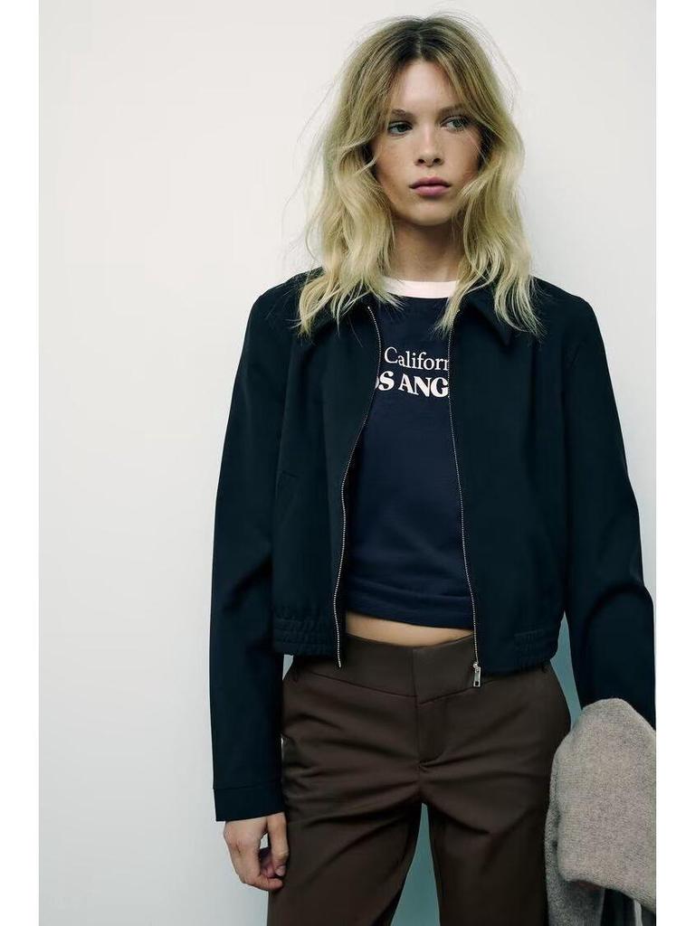 2024 Autumn Women's Slimming Turn-Down Collar Long-Sleeve Jacket