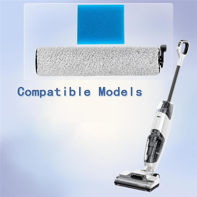 Replacement Accessories Kit Compatible For Tineco Ifloor 2 Vacuum Cleaner, Include 2 Roller Brush, 6 Pre-Filter Foam