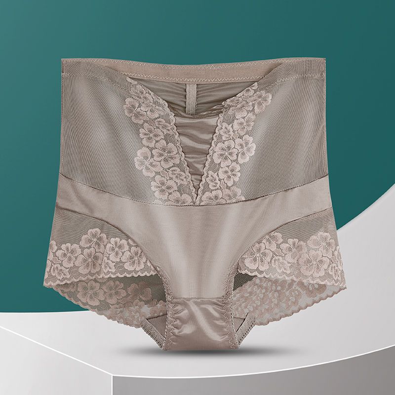 Women's High-Waisted Plus-Size Sexy Lace Tummy Control Butt Lifting Waist Trainer Underwear Briefs