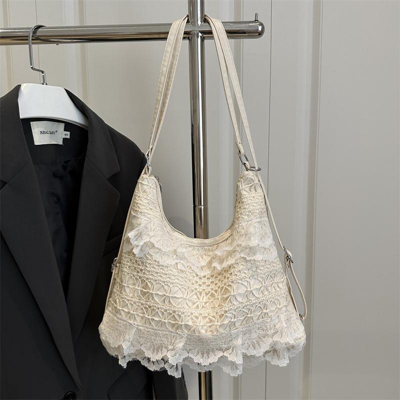 2025 Fashion New Tote Bag Summer Leisure Vacation Fairy Lace Mesh Underarm Shoulder Satchel Women's Bag