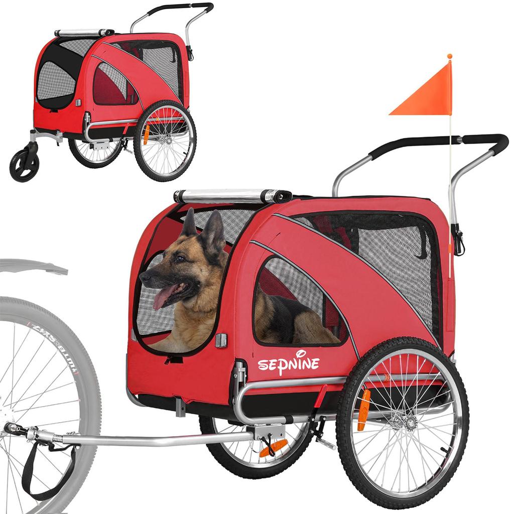 Sepnine 10202B 2-in-1 Pet Bicycle Trailer 40 Kg Max Load Professionally Designed for Pets Ideal for Large Dogs or Multiple Pets