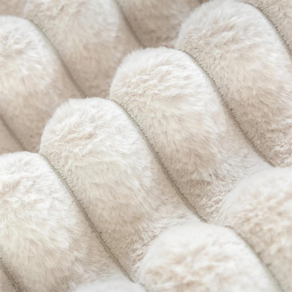 Vinter Varm Stripe Tykke Immitasjon Kaninpels Plysj Sofatrekk Sklisikker Sofa Pute Sklitrekk Håndkle Stue Sofa Teppe L-formet Sofa Cove