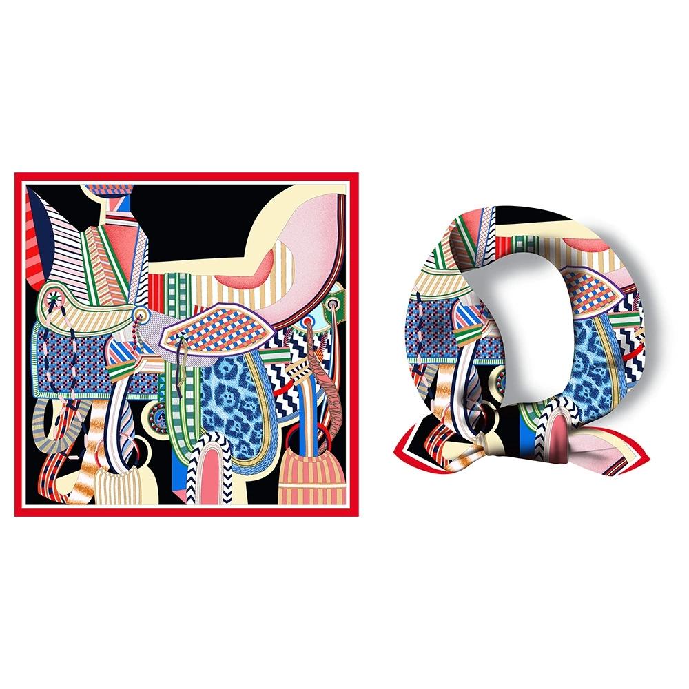 53cm European Printed Small Square Scarf Hot Brand All Matched Imitation Silk Foulard Hijabs For Women