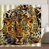 4-teiliger goldener Leoparden-Duschvorhang, Toilettensitz-Badematten-Set, Gepard-Stoff, Badezimmer-Duschvorhang, Wildtier-Stoffvorhänge