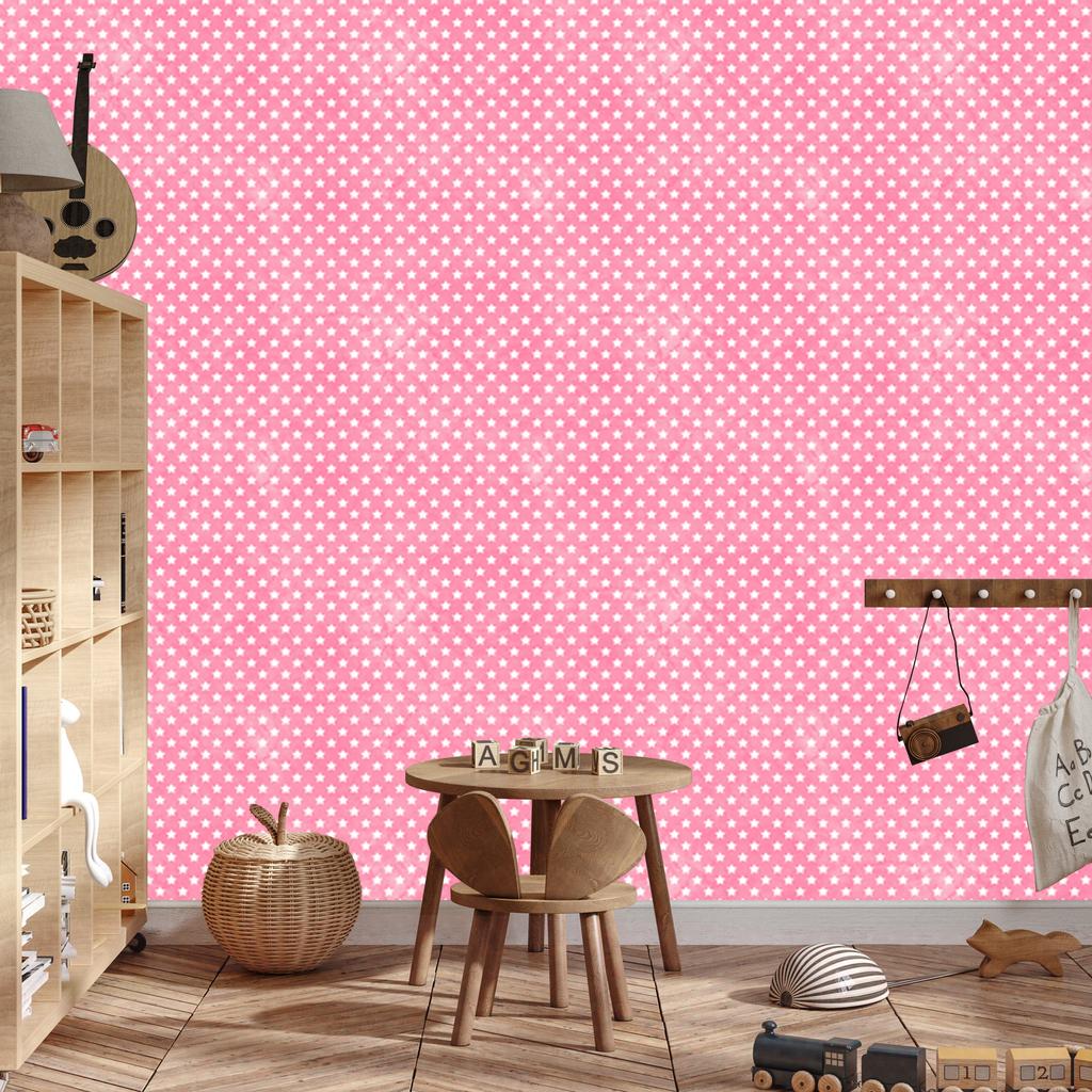 Stars Wallpaper, Top Powder Pink, Bottom Powder Pink, 50x1000