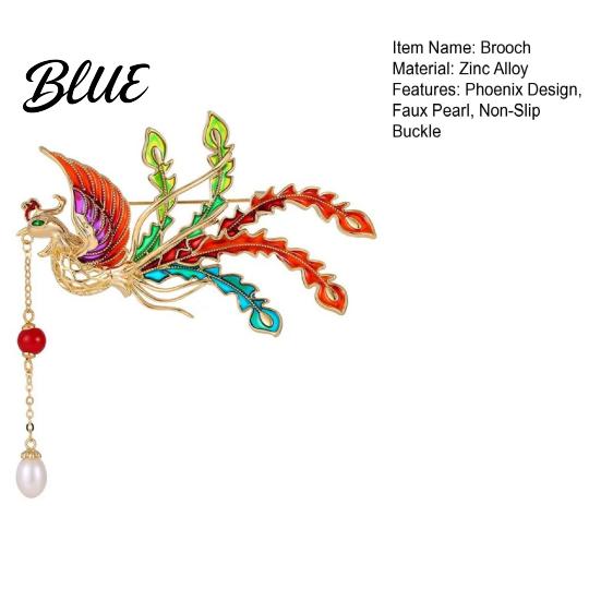Phoenix Design Lapel Pin Brooch Retro Style with Faux Pearl