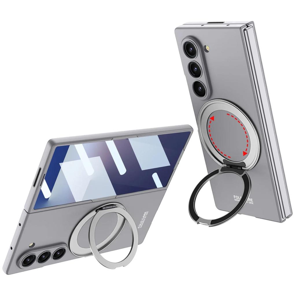 Rotating Magnetic Wireless Charging Phone Case for Samsung Z Fold 7 6 with Tempered Film Protective Cover