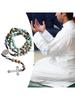 HX6F Bunte Glas-Gebetsperlen Islamisches Rosenkranz-Armband Handgeknüpfte Perlen für Männer und Frauen