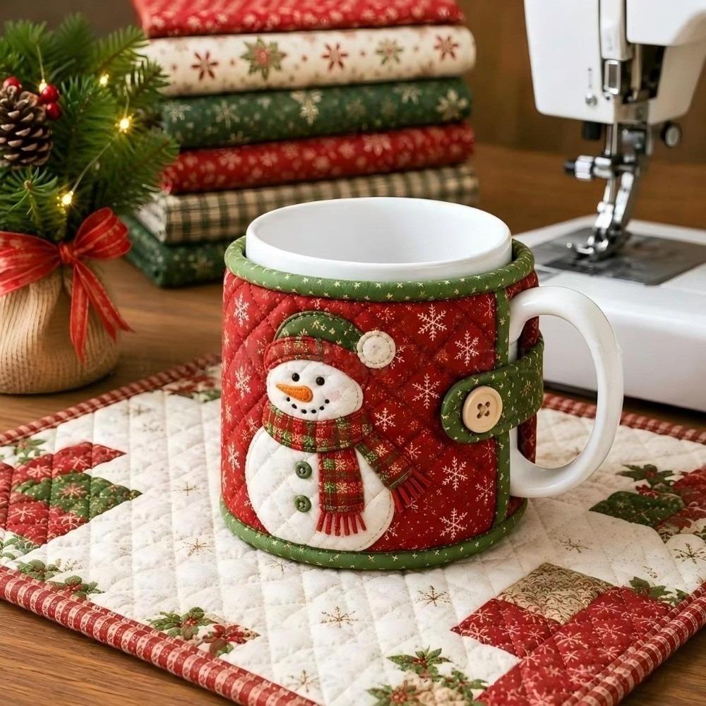Deer Christmas Ornaments Snowman Mug Protective Cover Atmosphere Christmas Tea Cup Holder Mug