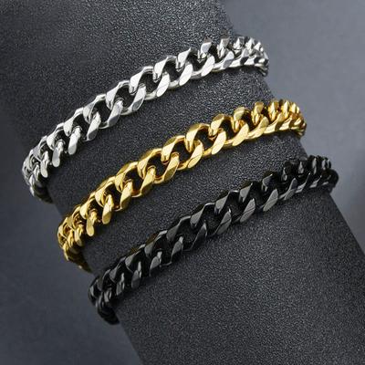 Fashion Trend Punk Stainless Steel Men Cuban Chain Bracelet Women Bracelets For Couple Unisex Party Wrist Hand Jewelry Gifts