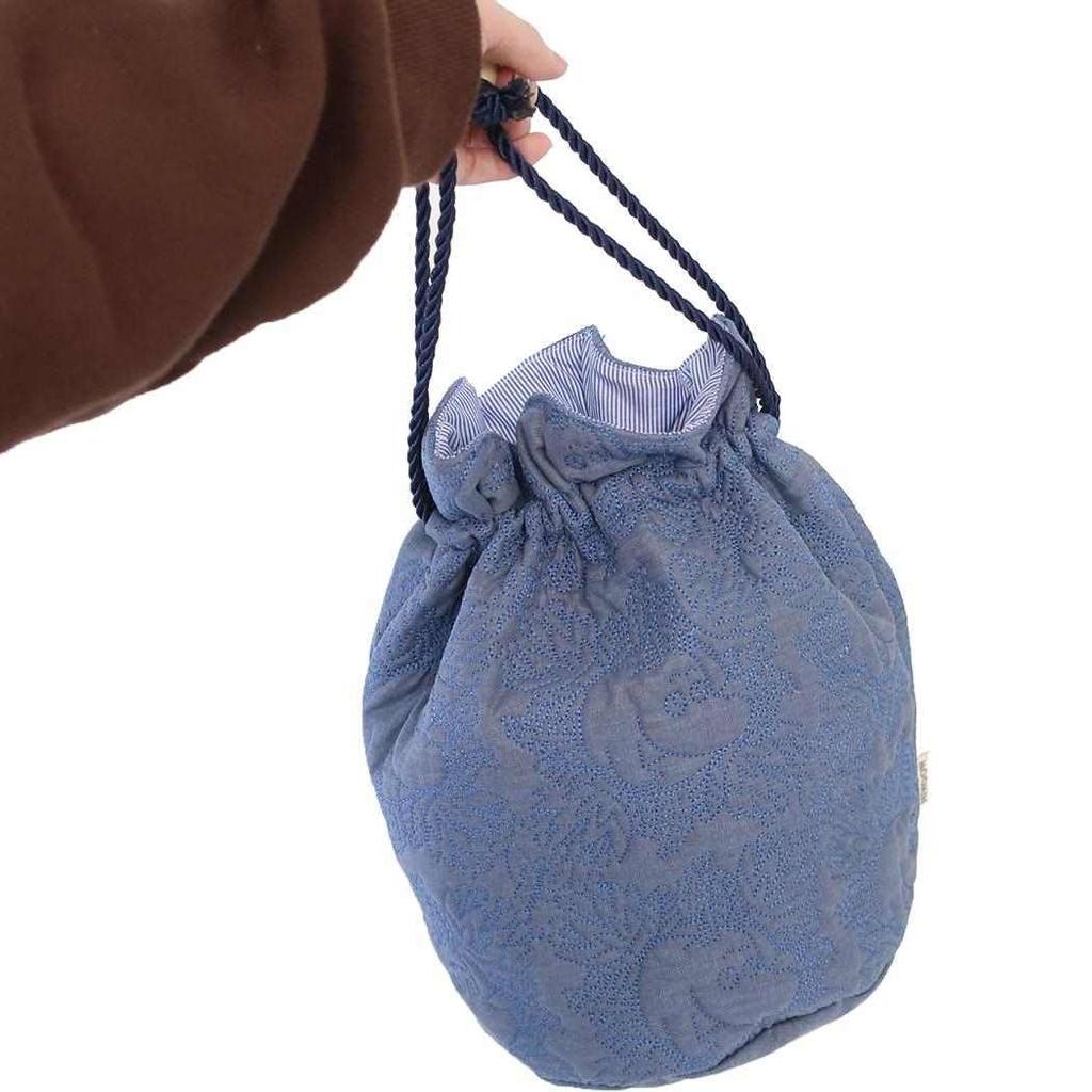 Marushin Moomin Drawstring Quilted 1425025400 Bag, Blue,