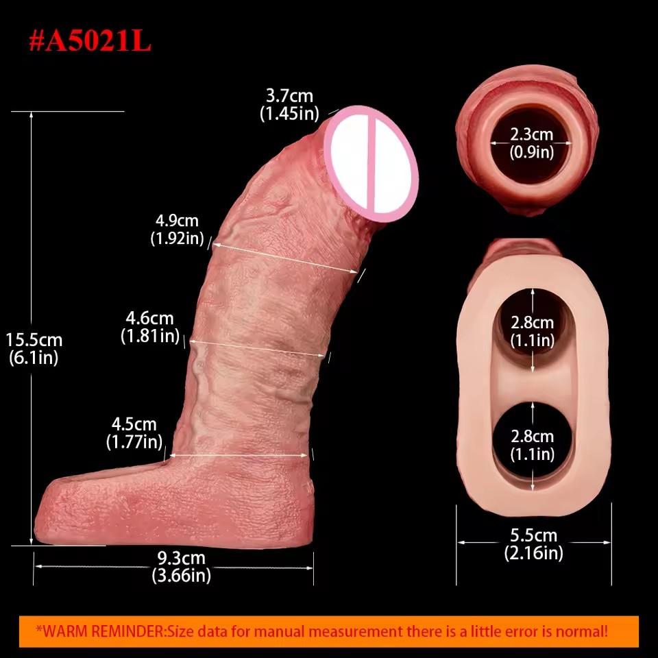 FAAK Realistic Penis Sleeve Size S M L XL Silicone Open-ended Dick Sheath Ring Realistic Hollow Dildo Sex Toy Cock Enlargement