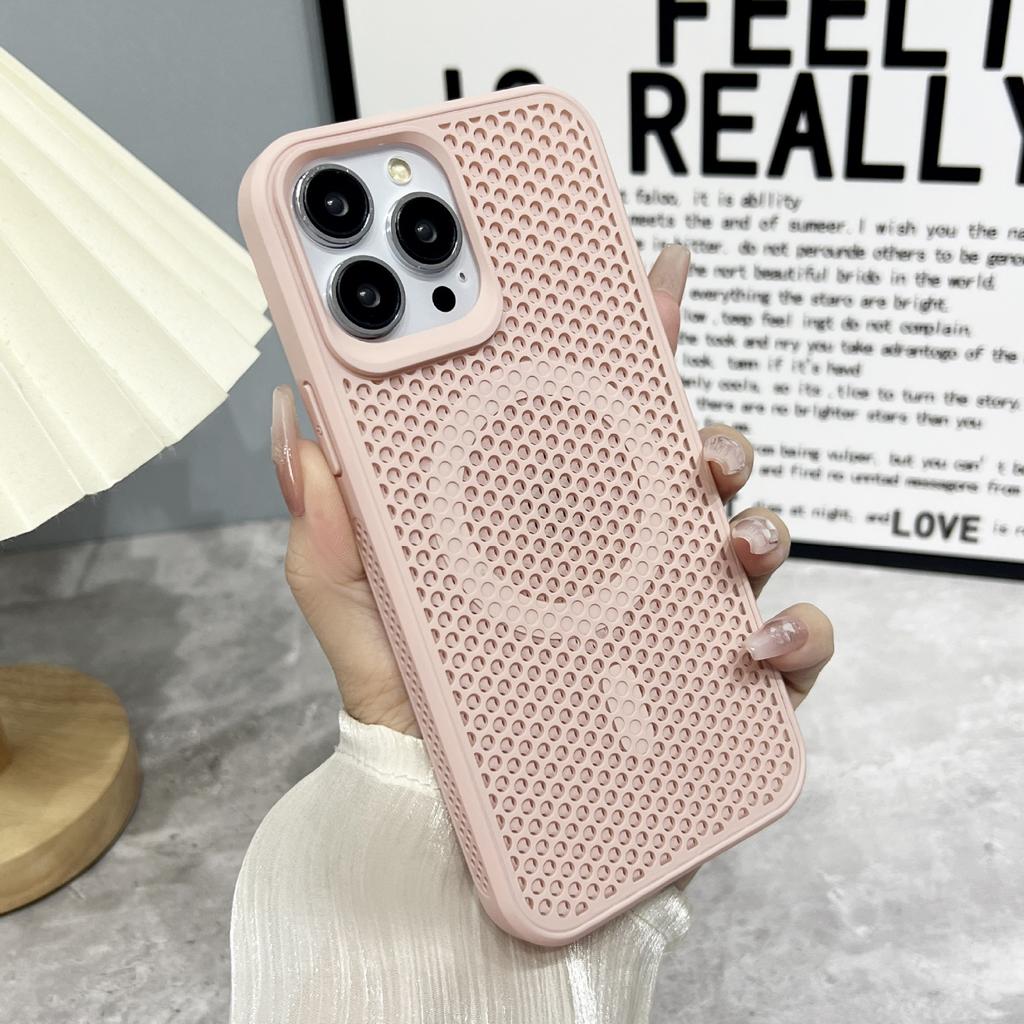 Wabenloch Wärmeableitung Magnetische Anziehung, Geeignet für iPhone16proMax Handyhülle, Apple 15 Vollabdeckung Sturzsichere 14 Schutzhülle