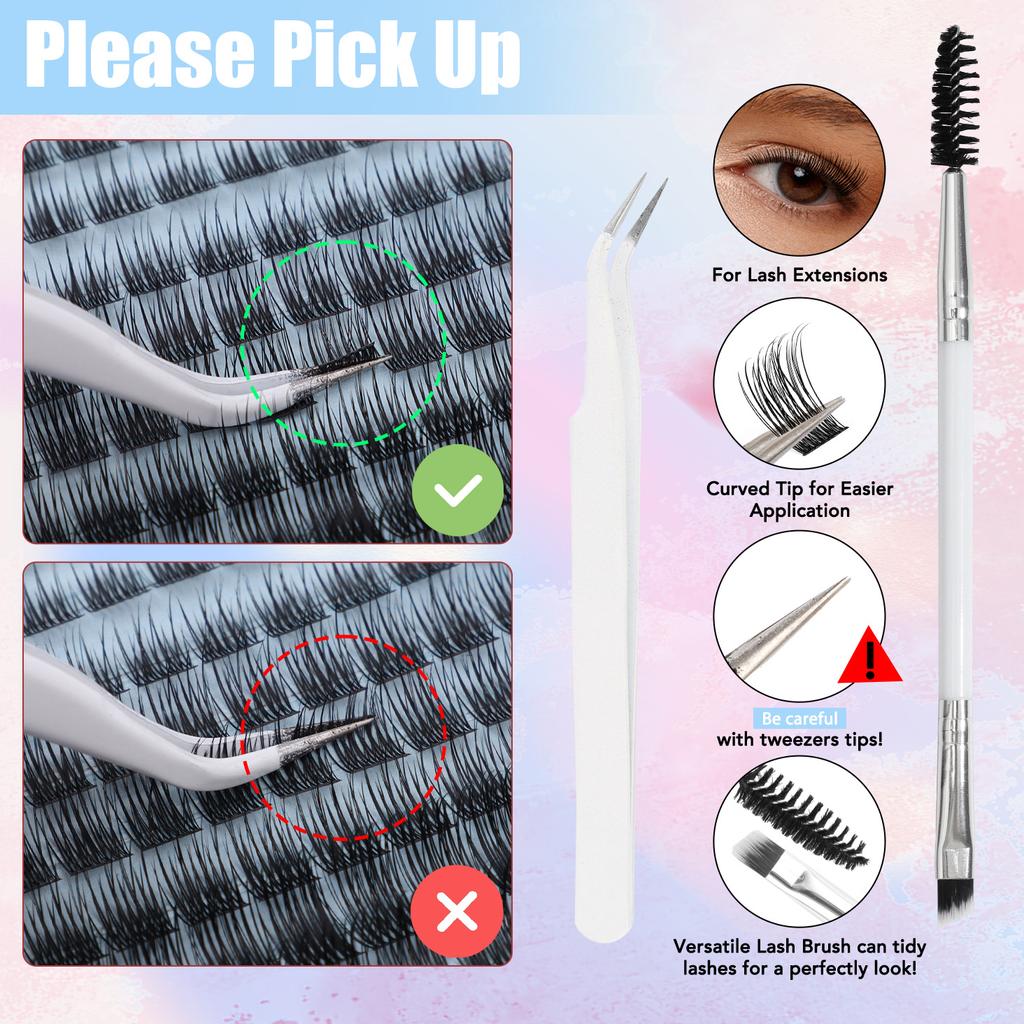Single Cluster C Curved Multi-Hair False Eyelash Set 8-18Mmdiy Segmented Grafting Thick Eyelashes