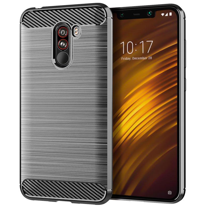 Silikon Fall für Mi Pocophone F1 Luxus Carbon Fiber Fall für poco telefon f1 Matte Stoßfest Telefon Zurück Abdeckung Coque fundas