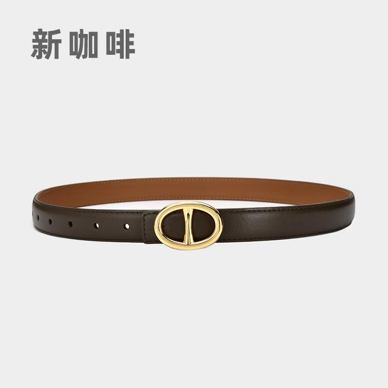 

Wide Waist Seal Leather Belt Simple Gold Buckle Cowhide Belt Women S Decorative Shirt Jeans Belt Autumn And Winter Models 105cm