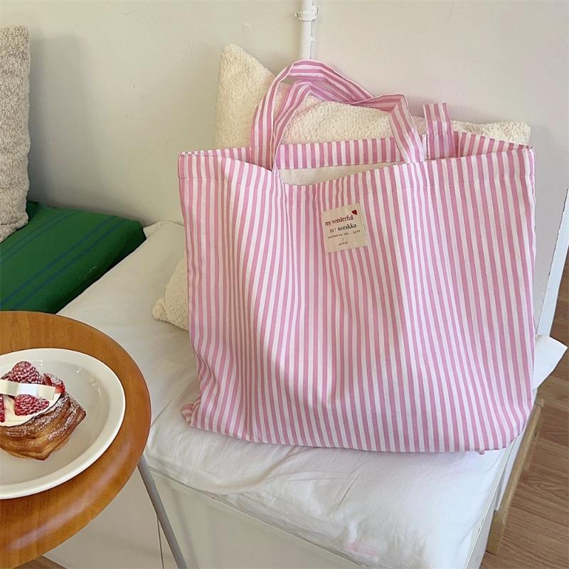 

striped contrasting colors, small fresh canvas bag, largecapacity class commuter bag, highvalue shoulder tote bag