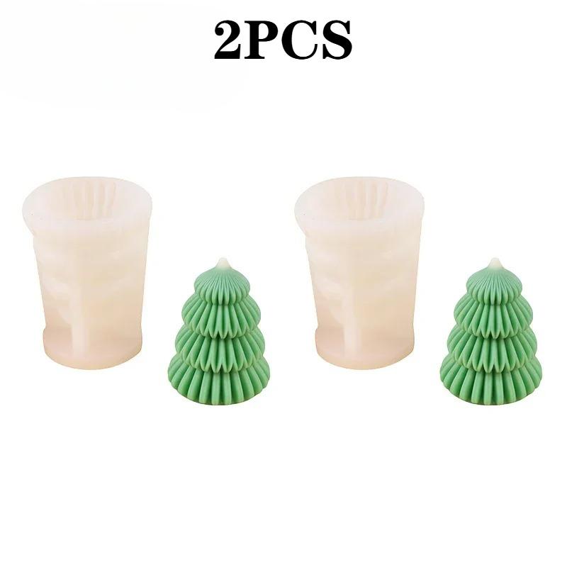 1-4PCS Christmas Tree Silicone Mold 3D Candle Molds for Making Tree Shaped Epoxy Resin DIY Wax Candles Gift Decor