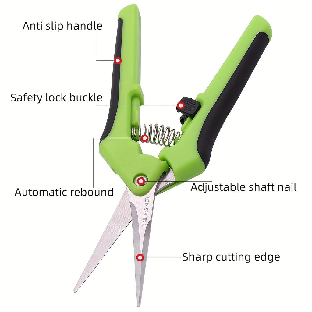 1PC Two-handed Pruning Shears, Stainless Steel Blades, Ergonomic Metal Hand Garden Shears