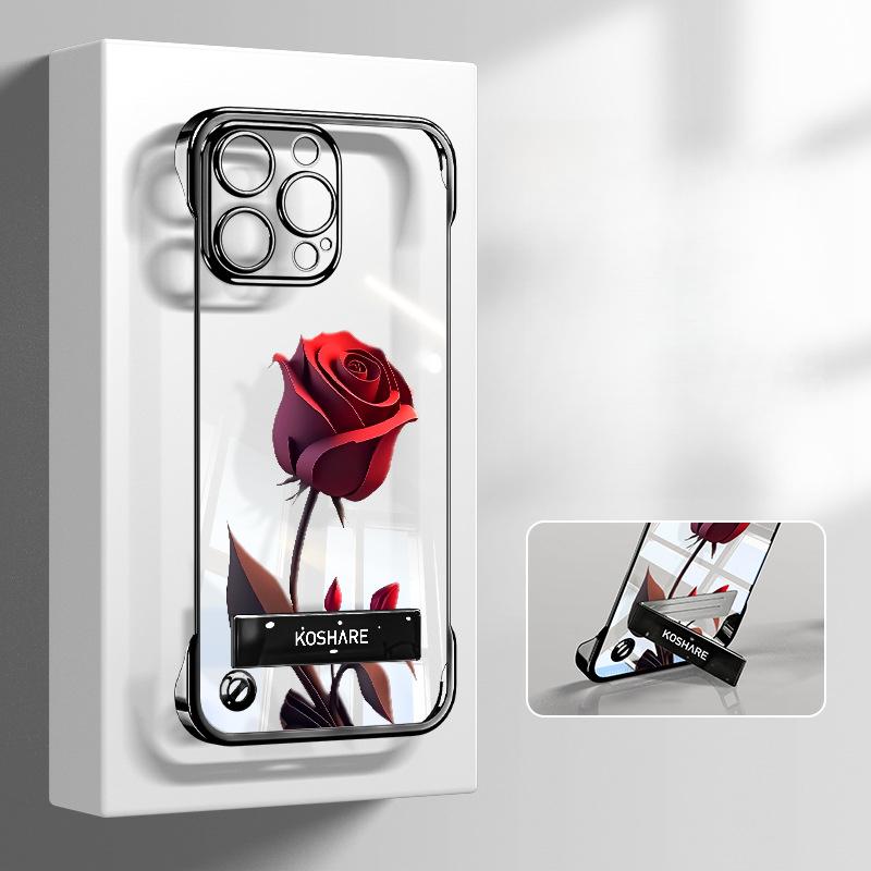 

Red Rose Bracket Applicable To Apple 16 Transparent Mobile Phone Case Xiaomi 15pro Electroplating Borderless 13 Advanced Sense 14 Redmi K40/K40 Pro