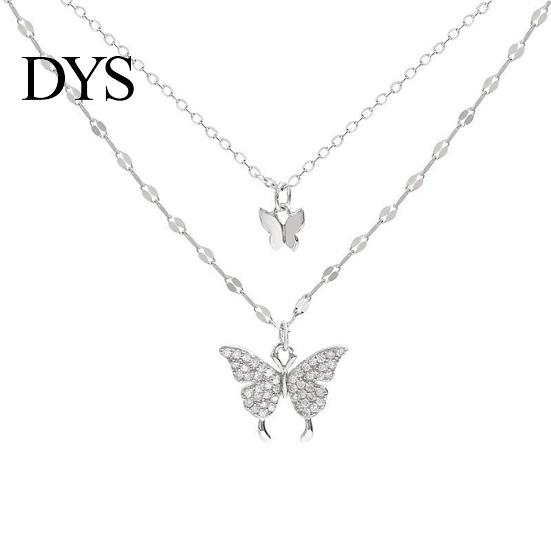 Butterfly Necklace Double Layer Rust-proof Alloy Jewelry Chain Pendant Personality Fashion Clavicle for Women