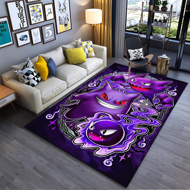 

Cute Purple Ghost Monsters with Smiling Expressions on a Rug Suitable for use as an anti-slip game mat for living room and bedroom sofas 40x60cm( 15x23in )