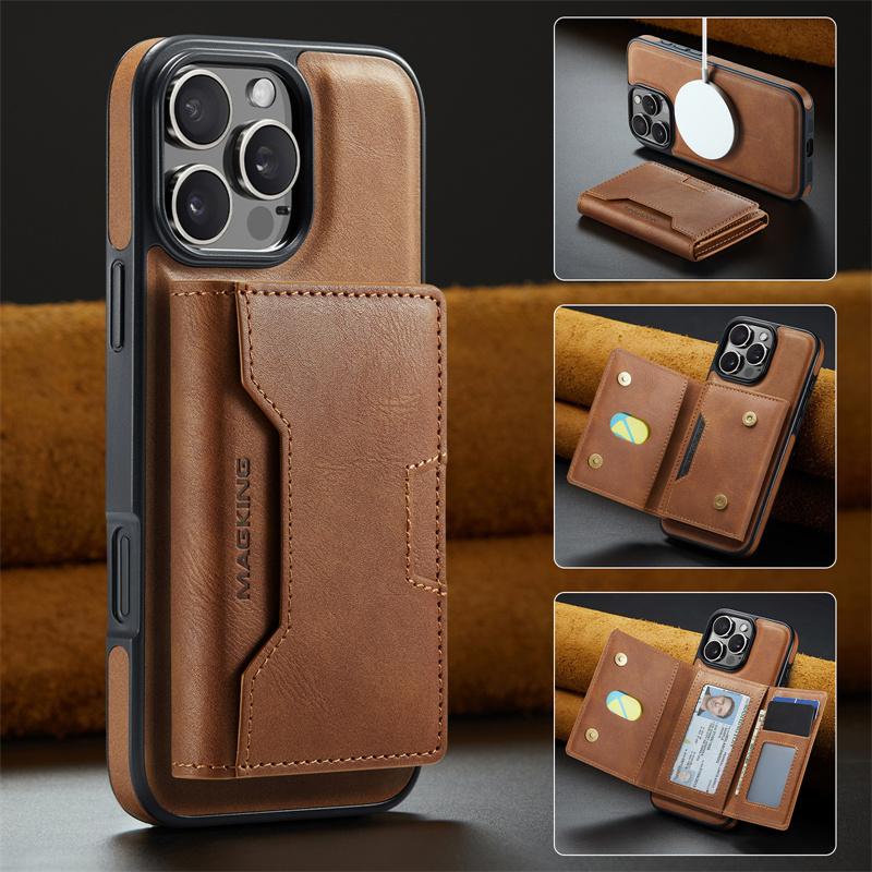 Retro Flip Leather Phone Case For iPhone 16 Pro Max 17 Air 15 Plus 14 13 12 Wallet Cards Magnetic Wireless Charging Back Cover